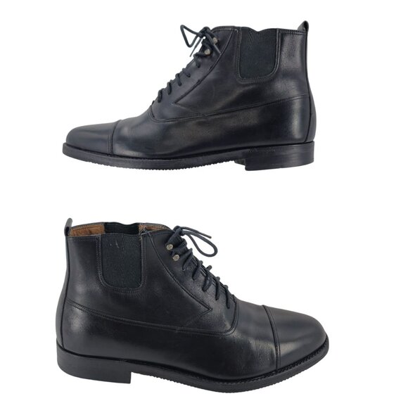 Bally Italy Men's size 7.5D Black Leather Dress Shoes Laced Ankle Boots Chukka - Picture 9 of 11